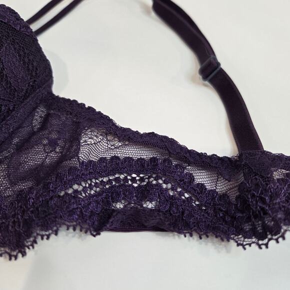 Simone Perele Purple Lace Eden Push-up Bra Size 32C Made in France - Picture 6 of 11